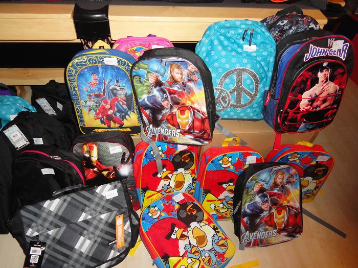 table full of school supplies