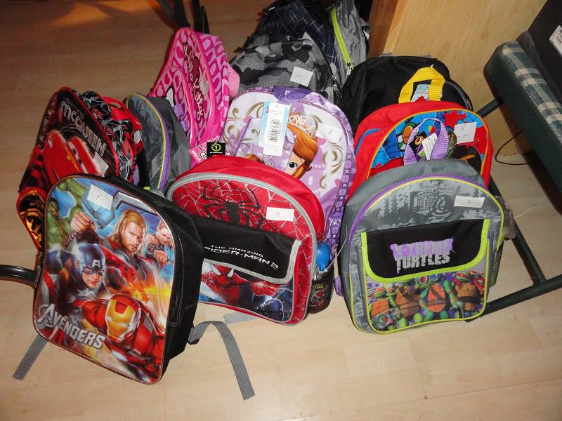table full of school supplies