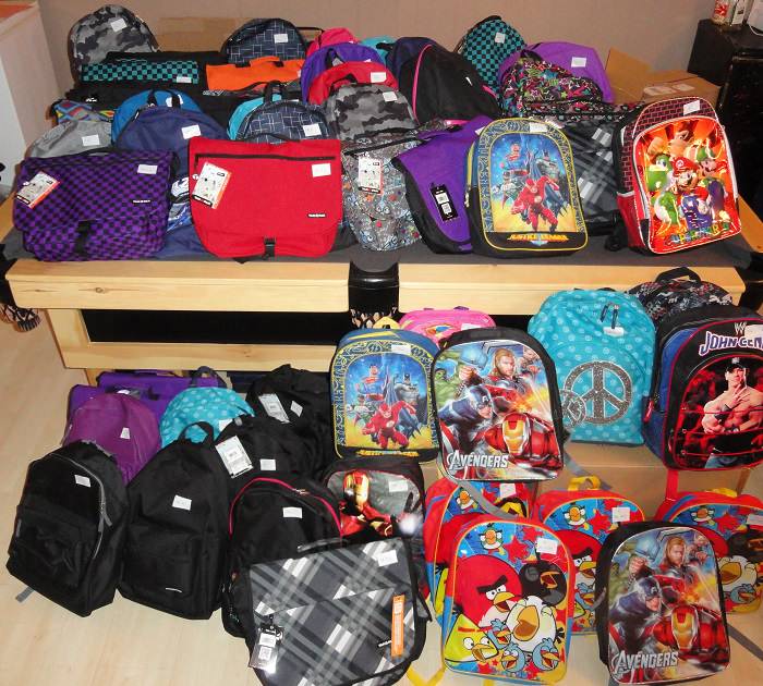 table full of school supplies