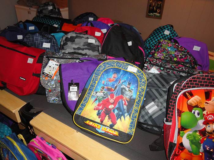table full of school supplies